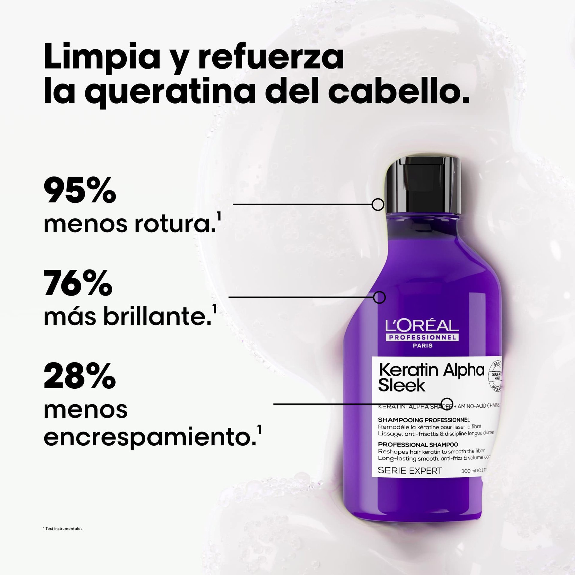 Champu profesional sin sulfatos 300 ml Keratin Alpha Sleek de LOreal Professionnel