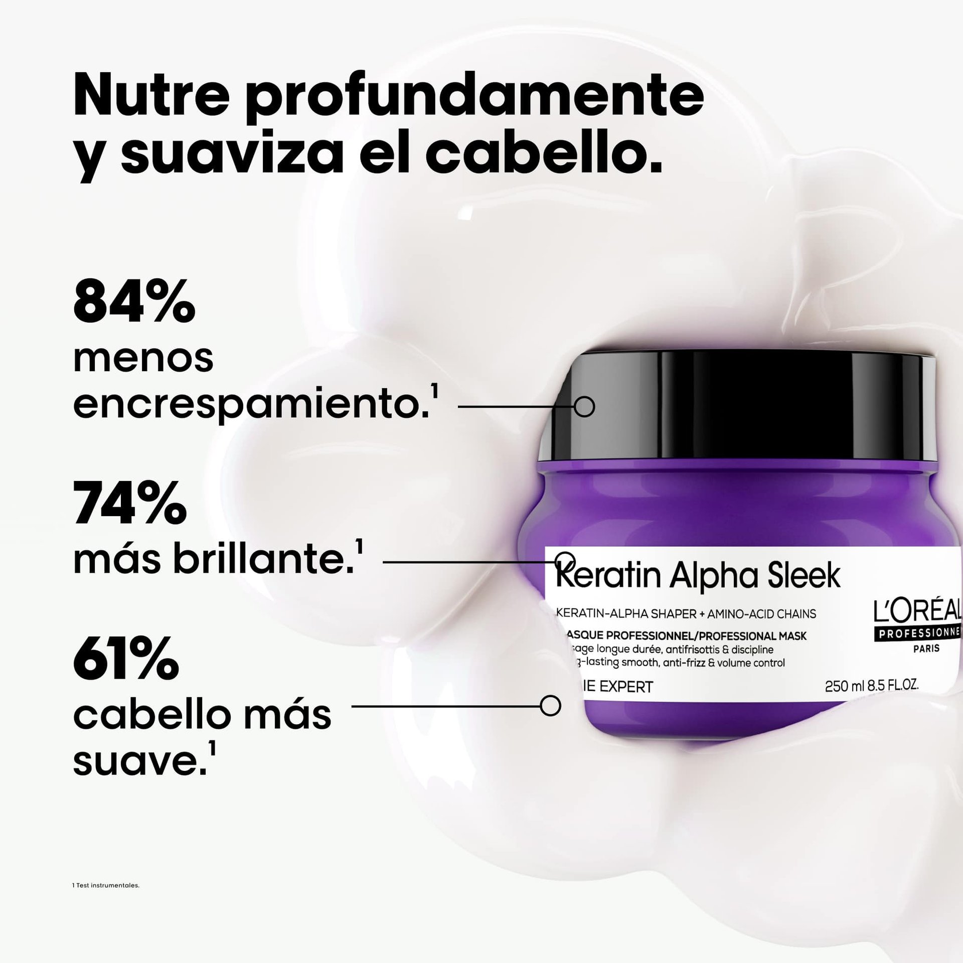 Mascarilla capilar 250 ml profesional para una suavidad duradera, control del frizz y del volumen.