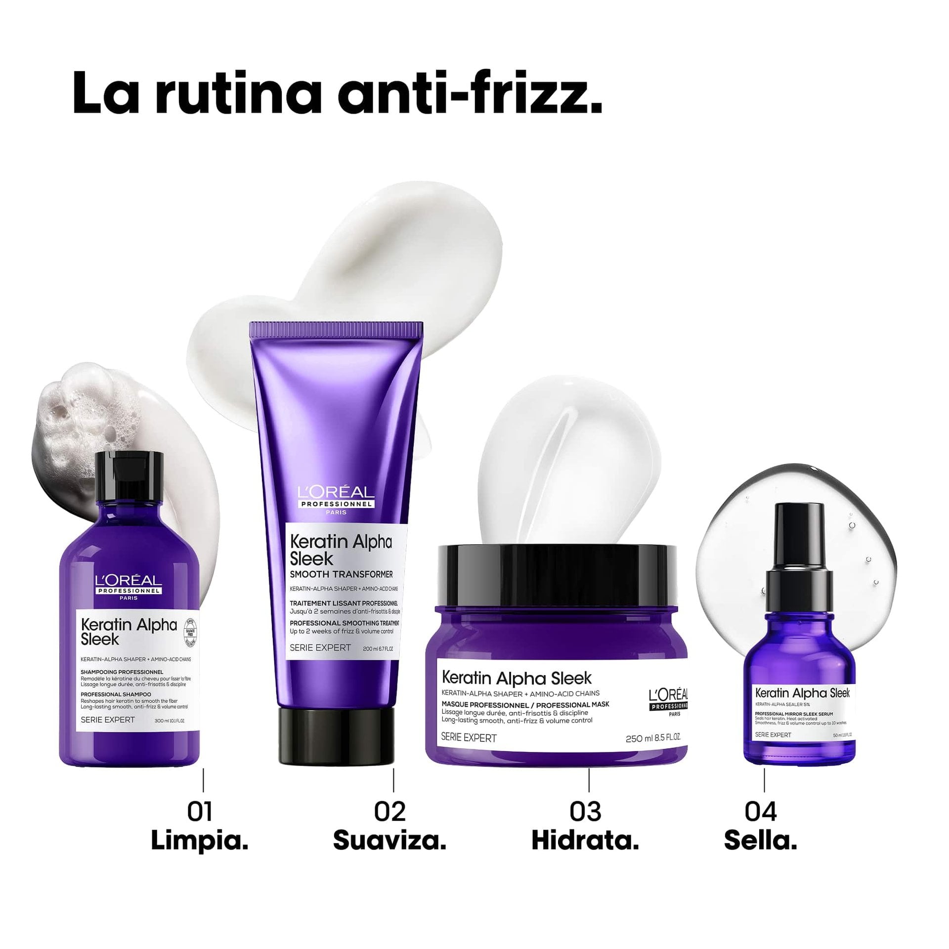 Mirror Sleek Serum para una suavidad duradera, control del frizz y del volumen.
