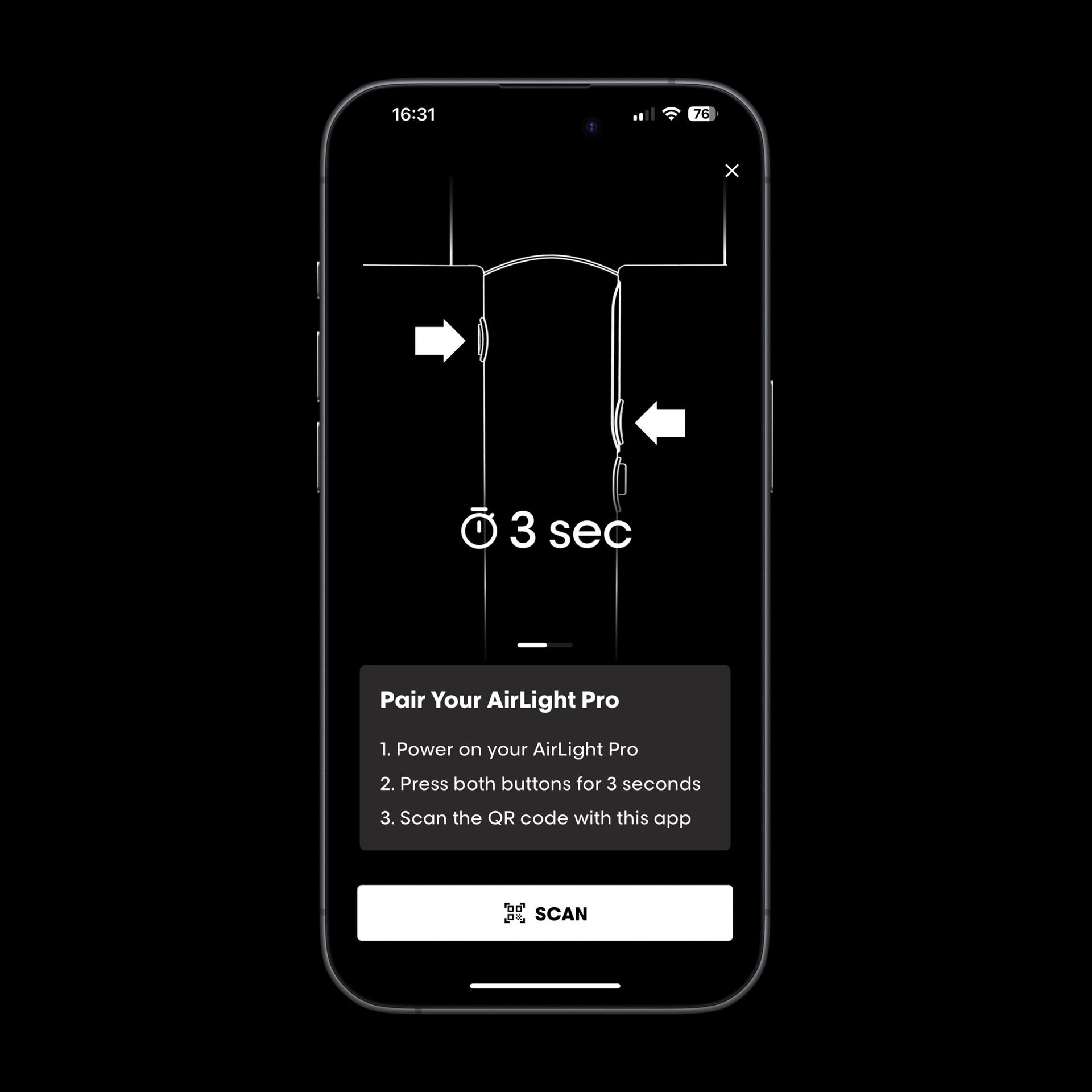 Empareje su AirLight Pro con la aplicación Bluetooth.