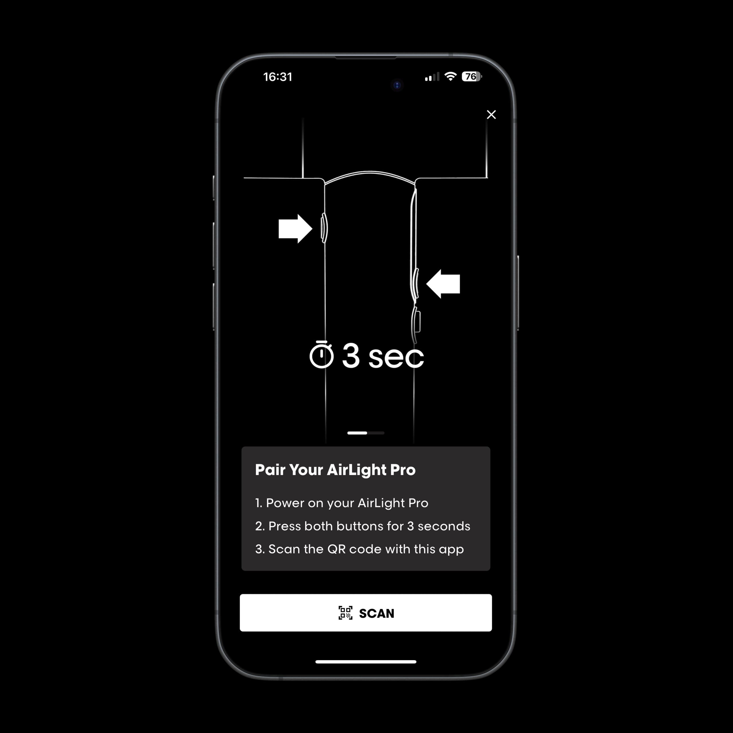 Empareje su AirLight Pro con la aplicación Bluetooth.