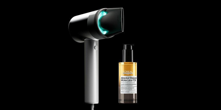 La combinación perfecta para peinar el cabello seco y dañado: AirLight Pro para un control preciso del calor y el aceite bifásico molecular Absolut Repair para prevenir los daños causados ​​por el calor.