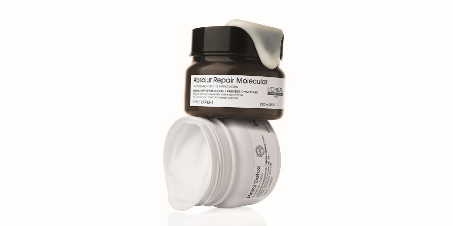 Imagen del producto L’Oréal Professionnel Absolut Repair Molecular Mask, diseñado para cabello dañado a muy dañado, que ayuda a reducir la rotura y a restaurar la fuerza.